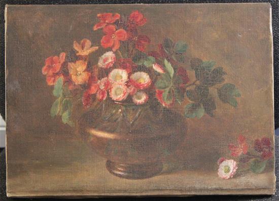 Alfred Morgan (Exh.1880-1917) Still lifes of flowers in vases, 12.5 x 9.5in. & 10 x 13.5in., unframed